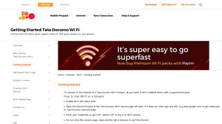 Getting Started | Internet WiFi - Tata Docomo