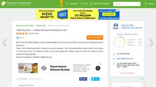 Tata Docomo — Online Account Password Lost - Consumer Complaints