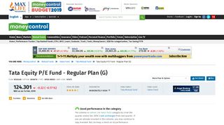 Tata Equity P/E Fund - Regular Plan (G) [124.673] | Tata Mutual Fund ...