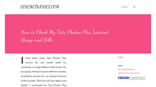 How to Check My Tata Photon Plus Internet Usage and Bills
