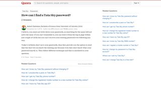 How to find a Tata Sky password - Quora