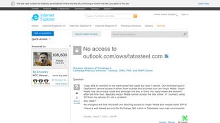 No access to outlook.com/owa/tatasteel.com - Microsoft