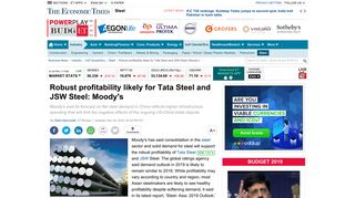 Robust profitability likely for Tata Steel and JSW Steel: Moody's - The ...