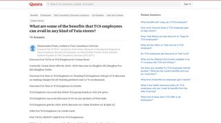What are some of the benefits that TCS employees can avail in any ...