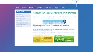 renew Tatts Card online - Tatts.com