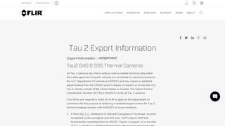 Tau 2 Export Information | FLIR Systems