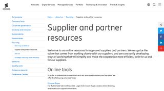 Ericsson Supplier and Partner Resources