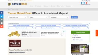 Taurus Mutual Fund Ahmedabad office, Mutual Fund companies in ...