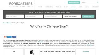 What's my Chinese Sign? - Forecasters