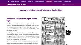 Zodiac Sign Dates of Birth - Zodiac Sign Astrology