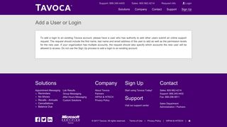 Tavoca | Add a User or Login
