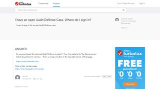 I have an open Audit Defense Case. Where do I sign in? - TurboTax ...
