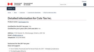 Detailed information for Cute Tax Inc. - Canada.ca