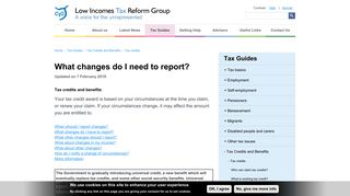 What changes do I need to report? | Low Incomes Tax Reform Group
