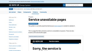 Service unavailable pages – GOV.UK Design System