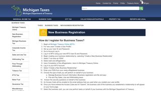 Taxes - New Business Registration - State of Michigan