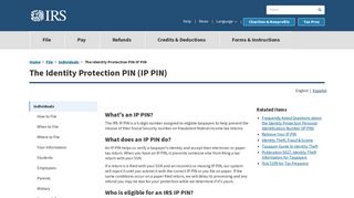 The Identity Protection PIN IP PIN | Internal Revenue Service - IRS.gov