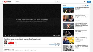 Tom Talks About Dustin Hahn & Tax Lien Certificates School - YouTube
