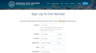 Sign Up To Get Started - Nevada Department of Taxation