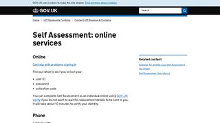 Self Assessment: online services - GOV.UK