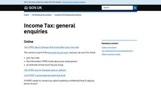 Income Tax: general enquiries - GOV.UK