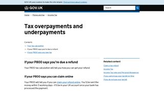 Tax overpayments and underpayments : If your P800 says ... - Gov.uk