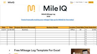 Free Mileage Log Template for Excel - Track Your Miles - MileIQ