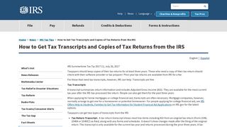 How to Get Tax Transcripts and Copies of Tax Returns from the IRS ...