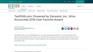 Tax1099.com, Powered by Zenwork, Inc., Wins Accountex 2016 User ...