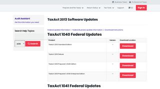 TaxAct 2013 Software Updates