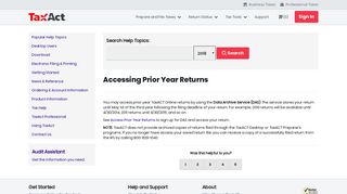 Accessing Prior Year Returns - TaxAct