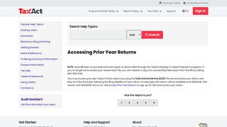 Accessing Prior Year Returns - TaxAct
