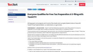 Everyone Qualifies for Free Tax Preparation & E-filing ... - TaxAct