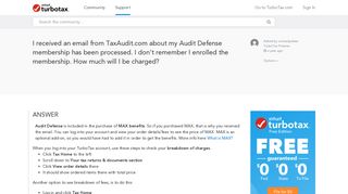 I received an email from TaxAudit.com about my Audit Defense mem ...