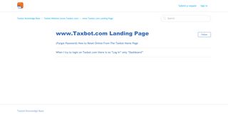www.Taxbot.com Landing Page – Taxbot Knowledge Base