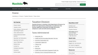 Province of Manitoba | finance - Taxes Home