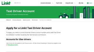 Taxi Driver Account Application - Linkt