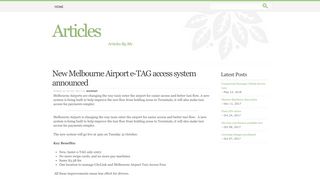 Articles - New Melbourne Airport e-TAG access system announced