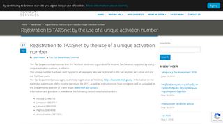 Registration to TAXISnet by the use of a unique activation number ...