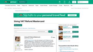 Using VAT Refund Mastercard - South Africa Forum - TripAdvisor