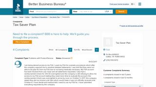 Tax Saver Plan | Complaints | Better Business Bureau® Profile