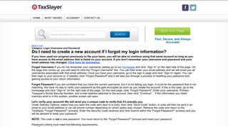 Do I need to create a new account if I forgot my login ... - TaxSlayer