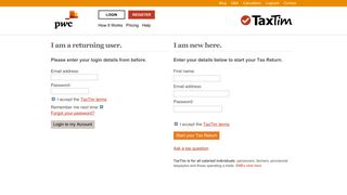 Login / Register to Get Started with TaxTim | TaxTim NA