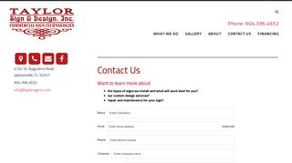 Taylor Sign & Design Inc. : Contact Us