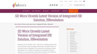 SD Worx Unveils Latest Version of Integrated HR Solution, HRevolution