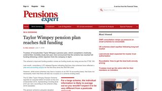 Taylor Wimpey pension plan reaches full funding - DB & Derisking ...
