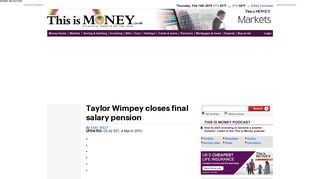 Taylor Wimpey closes its final salary pension | This is Money
