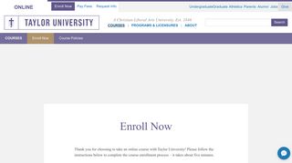 Enroll in Online Courses | Taylor University