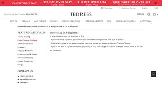 How to Log in & Register? TBDress.com