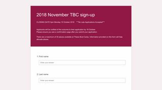 2018 November TBC sign-up - Microsoft Forms